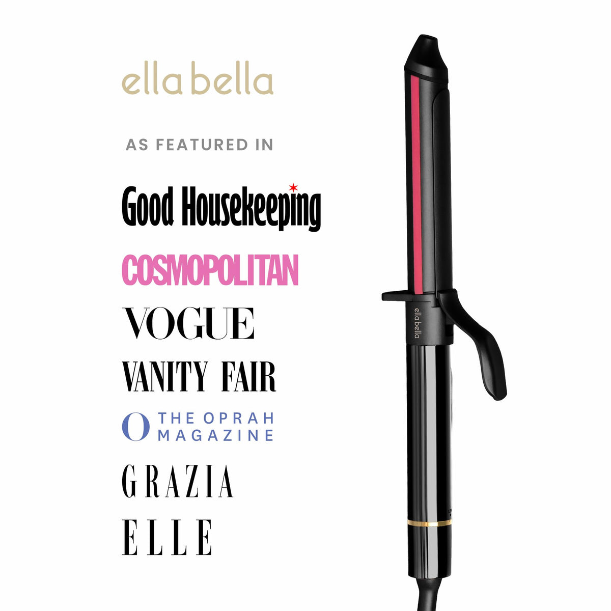 ELLA BELLA Curling Iron with included styling glove and heat mat