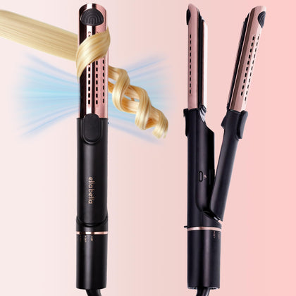 ELLA BELLA Hair Straightener & Air Curler front view with titanium plates