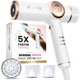 ELLA BELLA Ionic Hair Dryer front view with diffuser attached