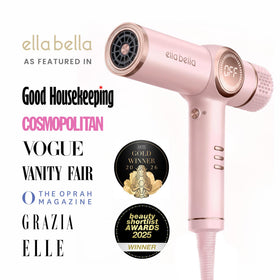 ELLA BELLA Ionic Hair Dryer with three magnetic nozzles displayed