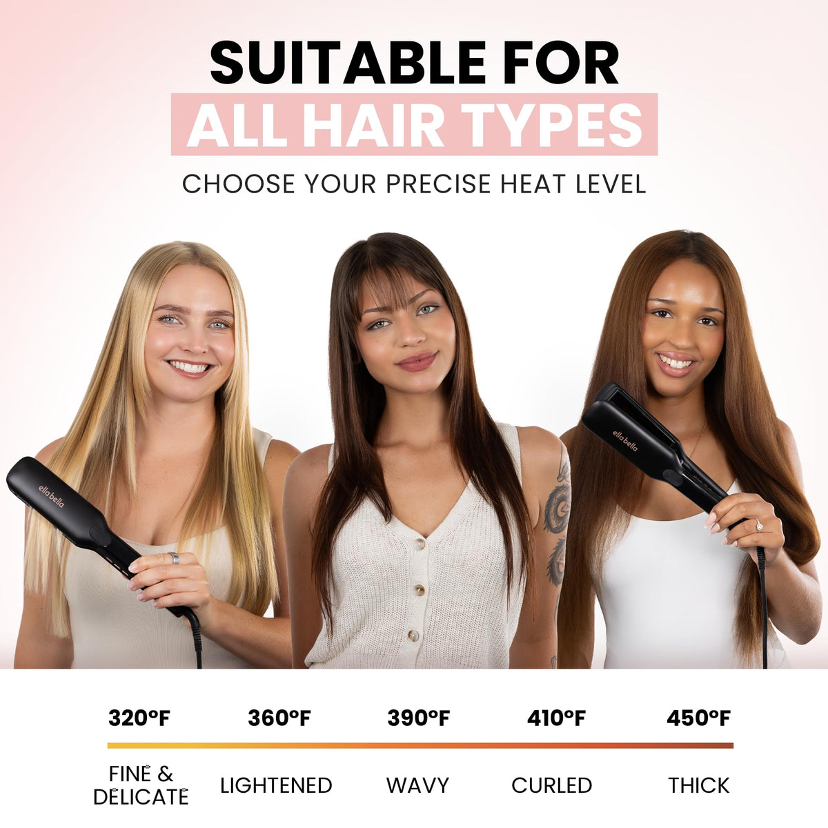 ELLA BELLA Titanium Flat Iron Hair Straightener in use