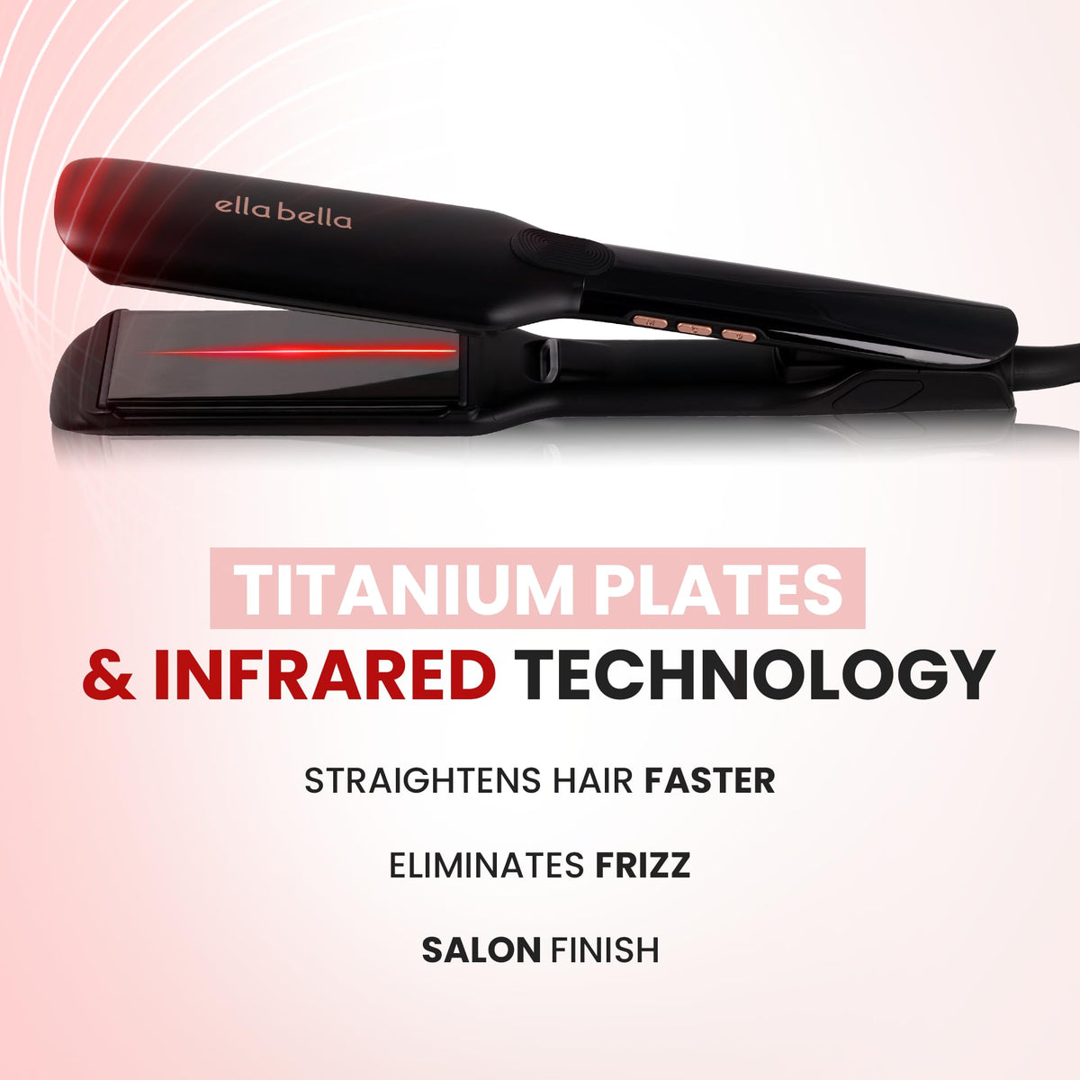 ELLA BELLA Titanium Flat Iron Hair Straightener with cord