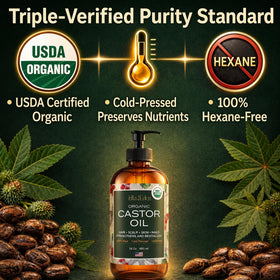 Ella & Eden Castor Oil 16 Oz back view showing ingredients