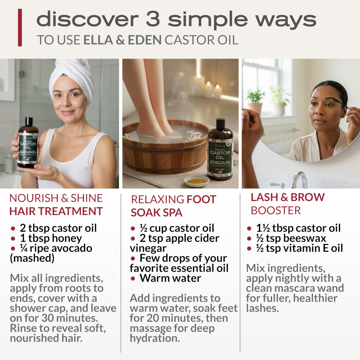 Ella & Eden Castor Oil 16 Oz in a beauty routine setting