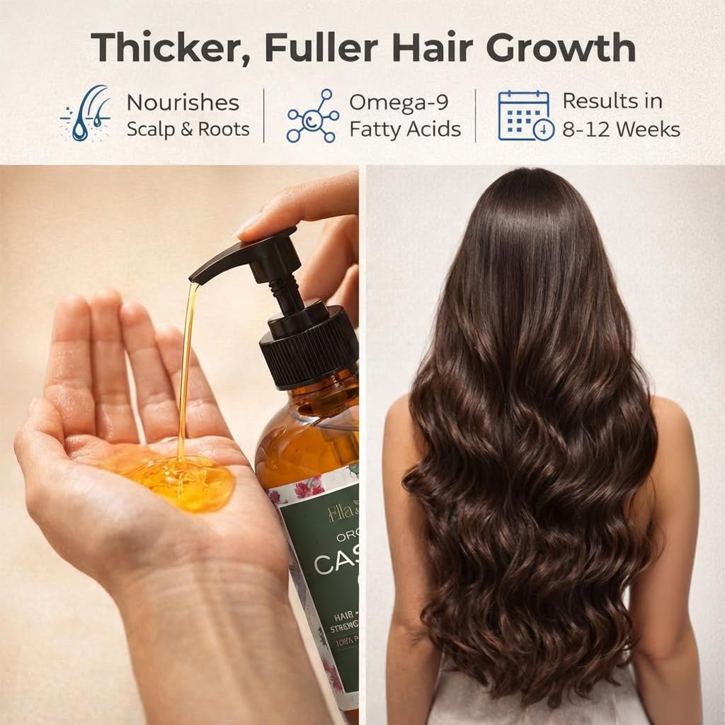 Ella & Eden Castor Oil 16 Oz with flannel for application