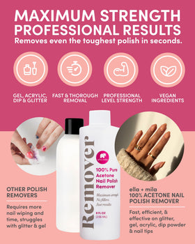 ella+mila nail polish remover bottle side view