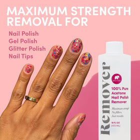 ella+mila Pure Acetone Nail Polish Remover label close-up