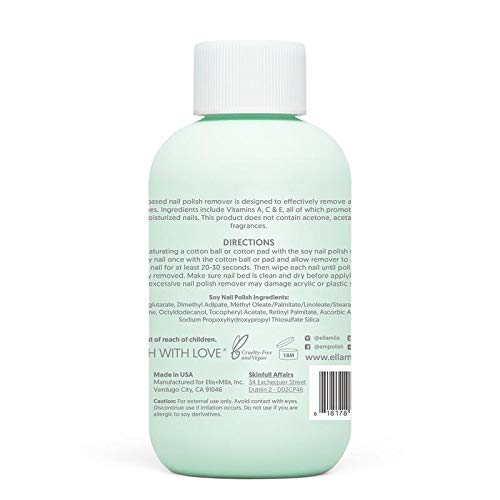 ella+mila Soy Nail Polish Remover on a vanity