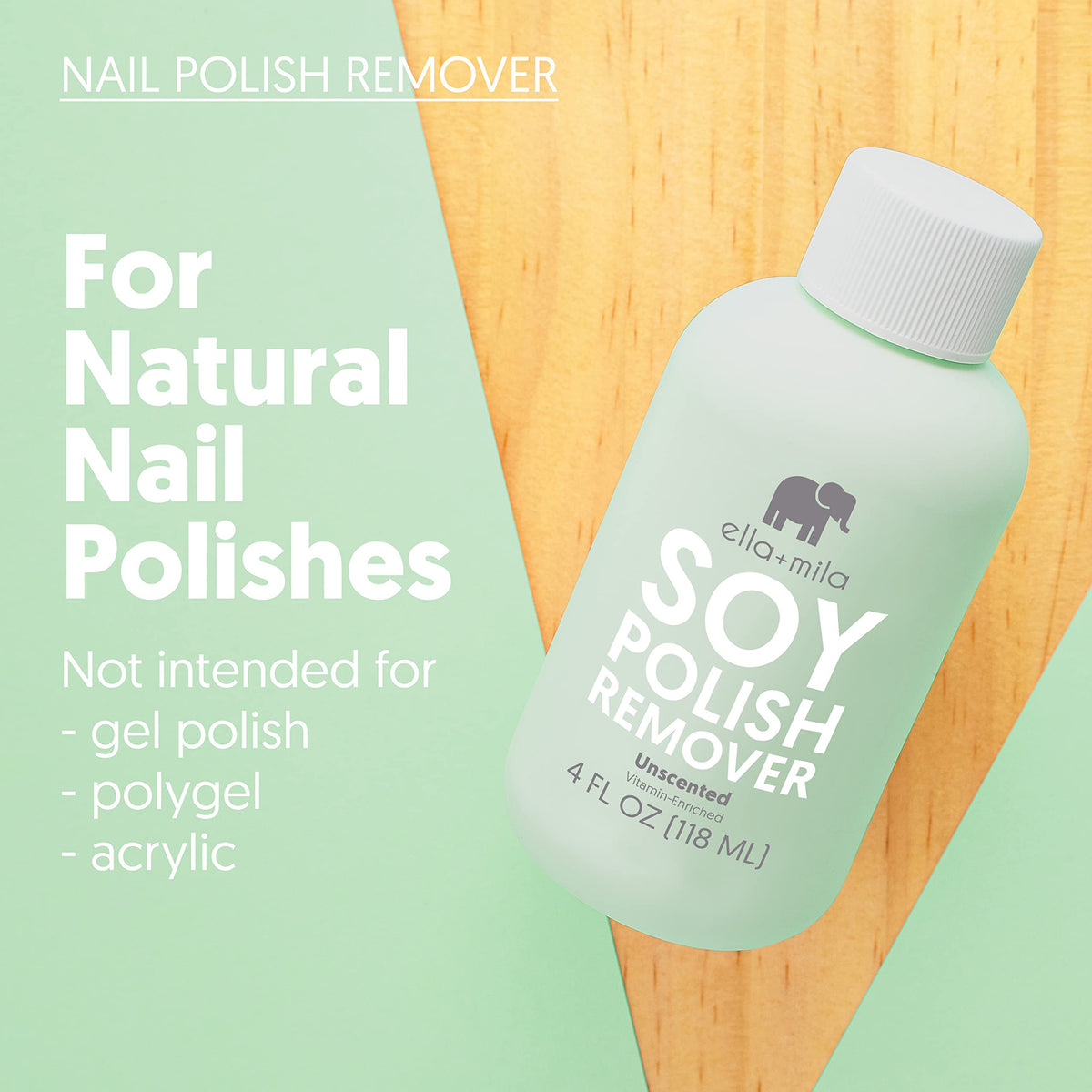 ella+mila Soy Nail Polish Remover packaging details