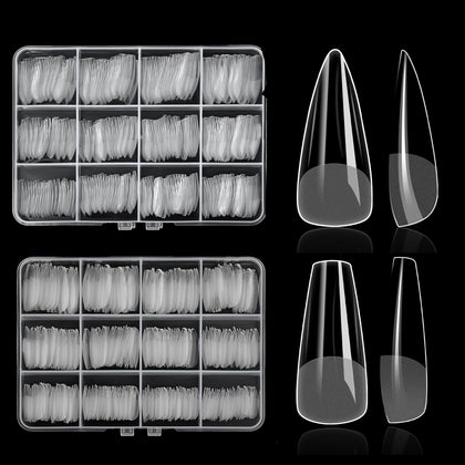 ELLEWIN 480PCS clear false nail tips in Medium Coffin shape