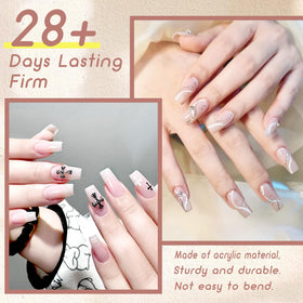 ELLEWIN 480PCS clear false nails coffin shape side view
