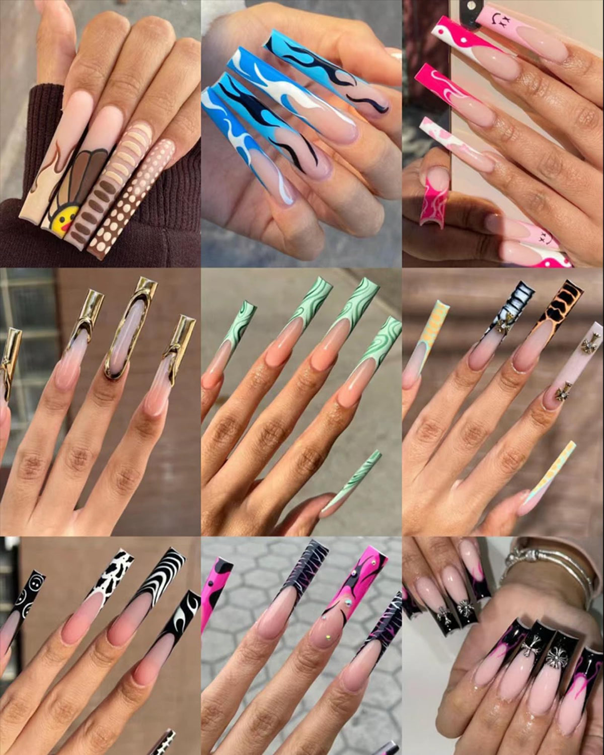 ELLEWIN 480PCS nail tips displayed in various sizes