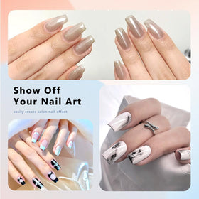 ELLEWIN Clear False Nail Tips in use during a DIY nail art session