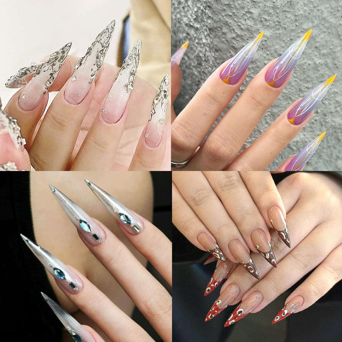 ELLEWIN clear false nails being applied with nail polish