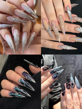 ELLEWIN clear nail tips arranged in various sizes