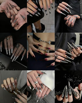 ELLEWIN clear nail tips on a nail art display