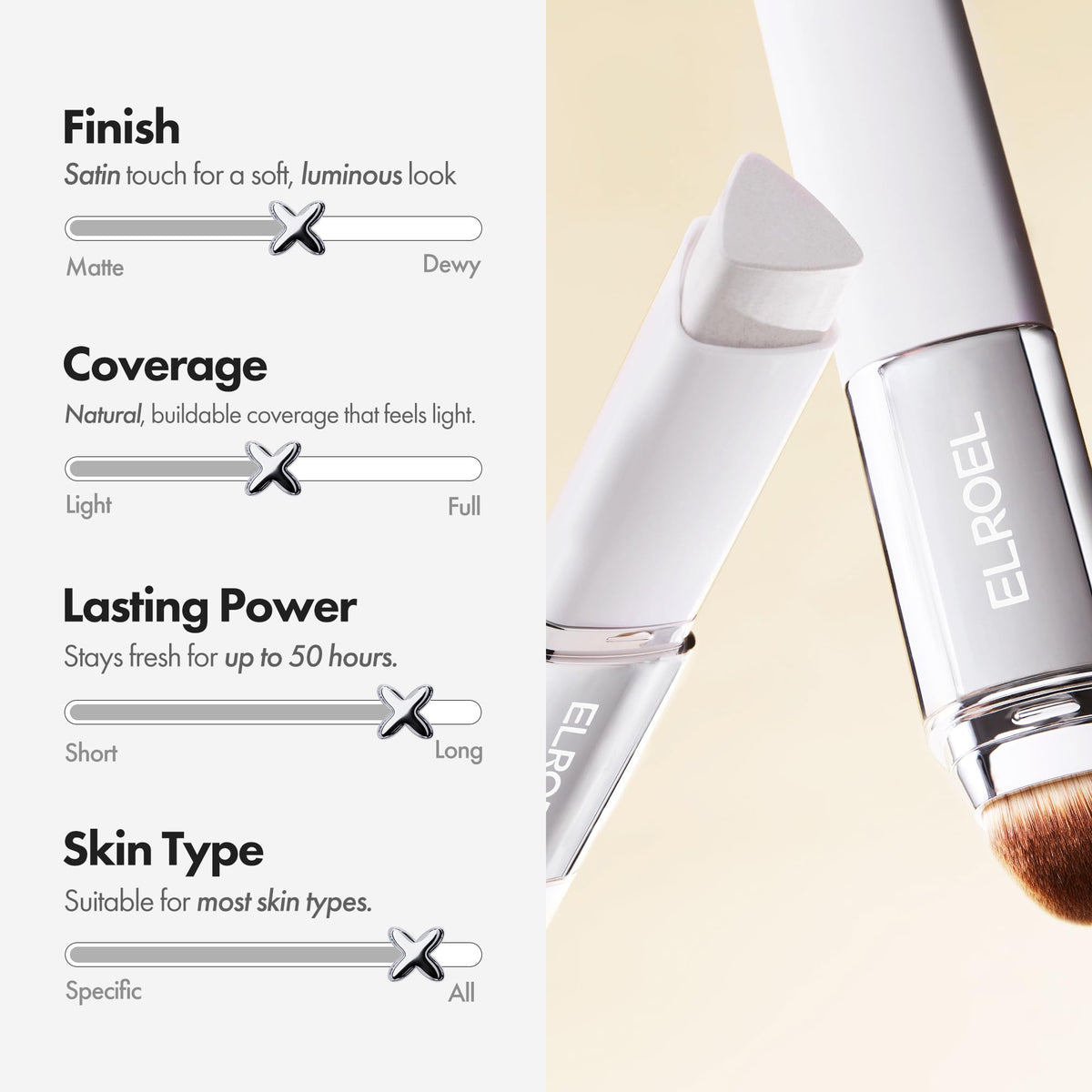 ELROEL Blanc Cover Stick V displayed with other makeup products