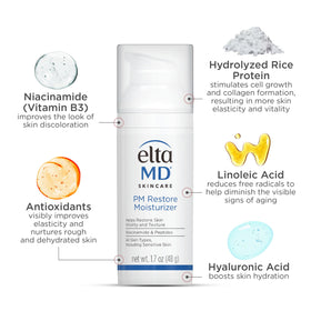 EltaMD PM Restore Night Moisturiser 1.7 oz application on skin