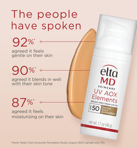 EltaMD UV AOX Elements Tinted Face Sunscreen SPF 50 with natural background