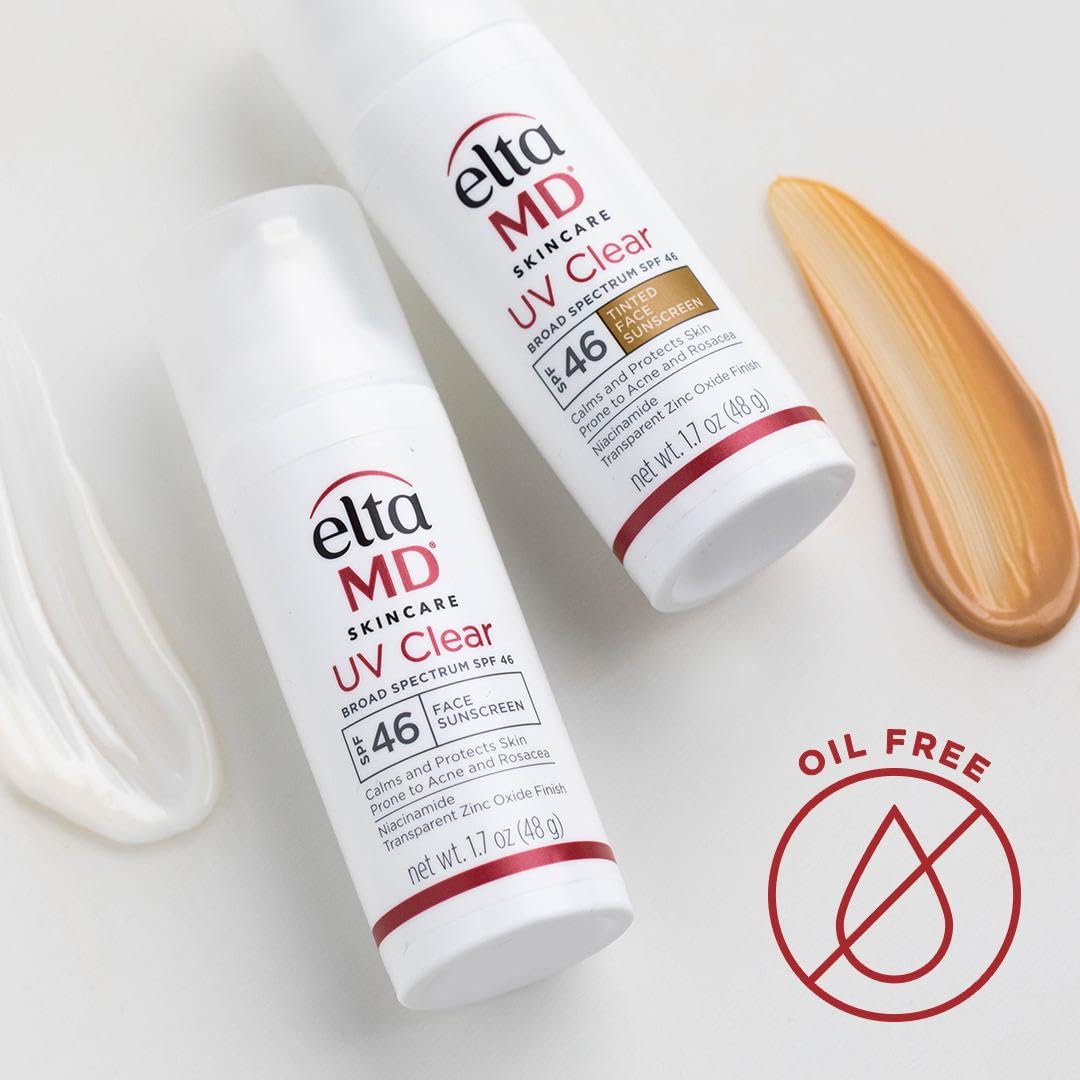 EltaMD UV Clear Tinted Duo Kit on a bathroom counter