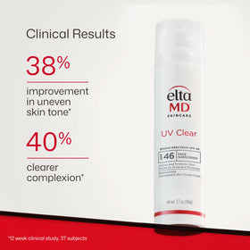 EltaMD UV Clear Untinted Face Sunscreen 3.7 oz on a bathroom counter