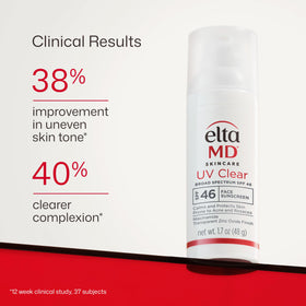 EltaMD UV Clear Untinted Face Sunscreen SPF 46 texture on skin