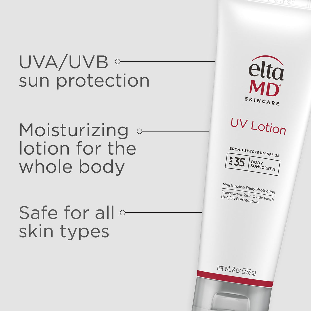 EltaMD UV Lotion 8 oz back view showing ingredients