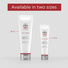 EltaMD UV Lotion 8 oz with a towel and sunglasses