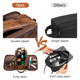 Elviros Medium Toiletry Bag side view with zipper