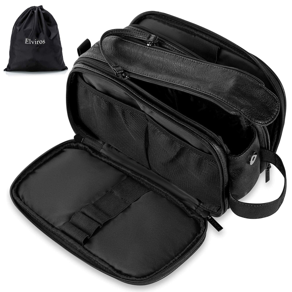 Elviros Toiletry Bag for Men black model front view