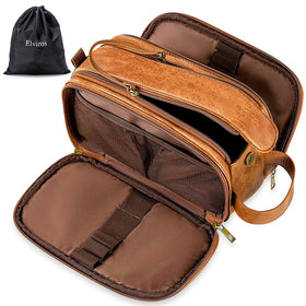 Elviros Toiletry Bag for Men brown medium size front view