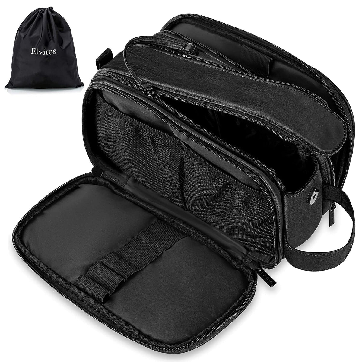 Elviros Toiletry Bag for Men front view in black