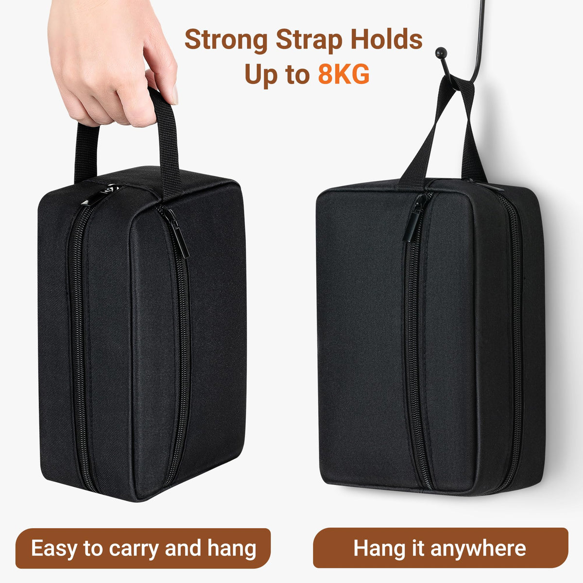 Elviros Toiletry Bag open with cosmetics and toiletries inside