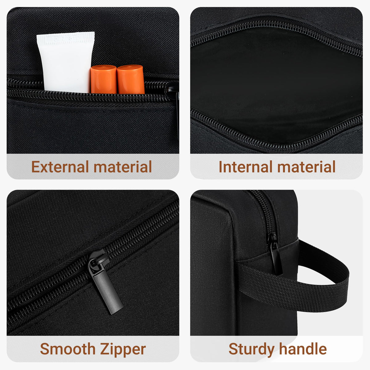 Elviros Toiletry Bag packed with cosmetics and toiletries