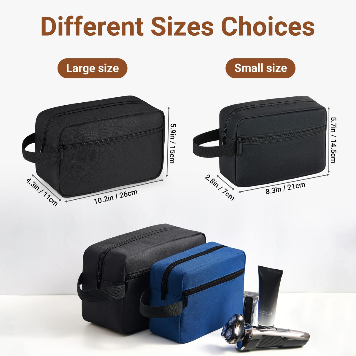 Elviros Toiletry Bag showing main pocket and side pocket