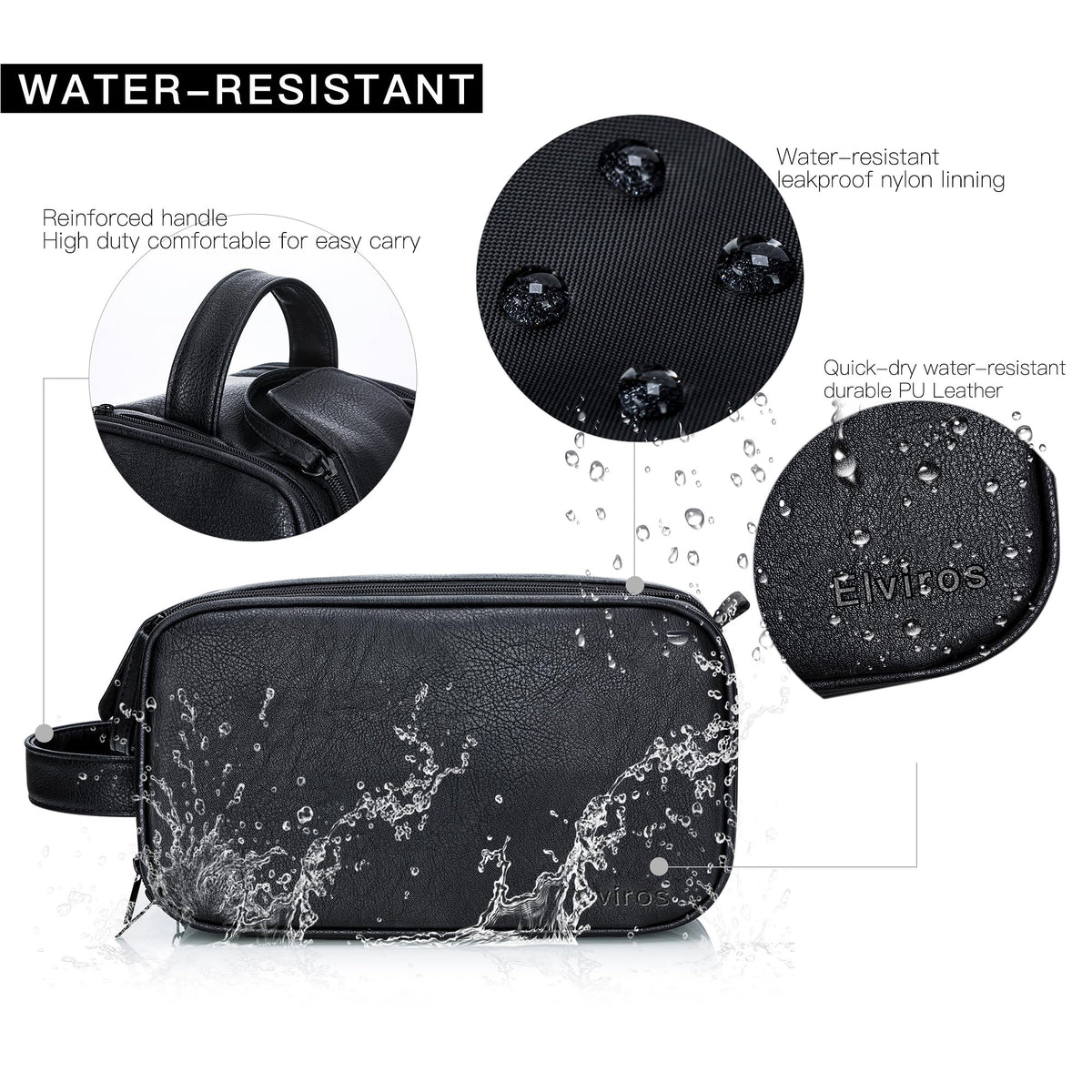 Elviros Toiletry Bag showing multiple pockets inside