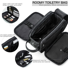 Elviros Toiletry Bag side view with zipper