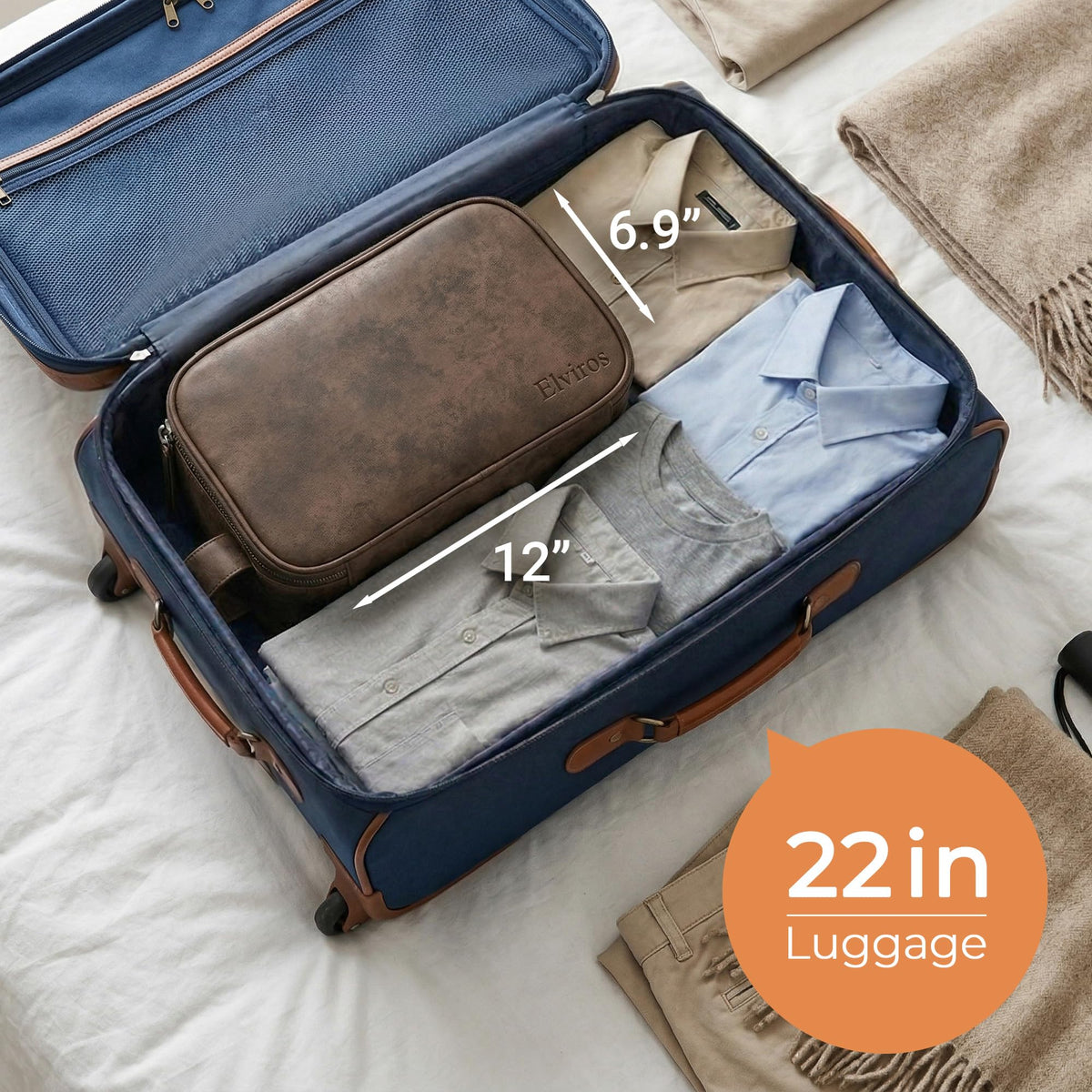 Elviros Toiletry Bag with gym shoes stored inside