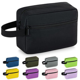 Elviros Travel Toiletry Bag front view in black
