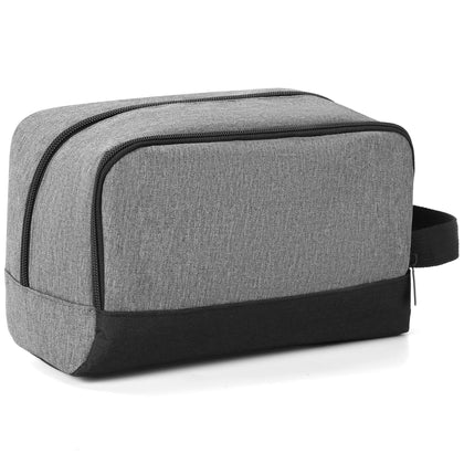 Elviros Travel Toiletry Bag front view in grey and black