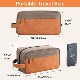 Elviros Travel Toiletry Bag hanging from a hook