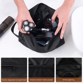 Elviros Travel Toiletry Bag hanging on a hook