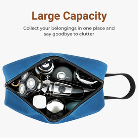 Elviros Travel Toiletry Bag Navy Blue side view