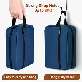 Elviros Travel Toiletry Bag Navy Blue with opened zipper
