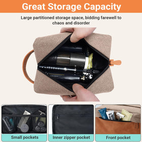 Elviros Travel Toiletry Bag side view showing pockets