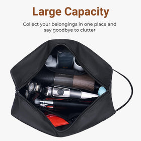 Elviros Travel Toiletry Bag side view with spacious compartments