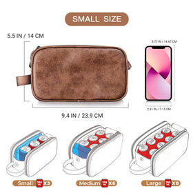 Elviros Travel Toiletry Bag small dark brown on a travel suitcase