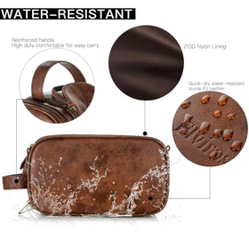 Elviros Travel Toiletry Bag small dark brown side view