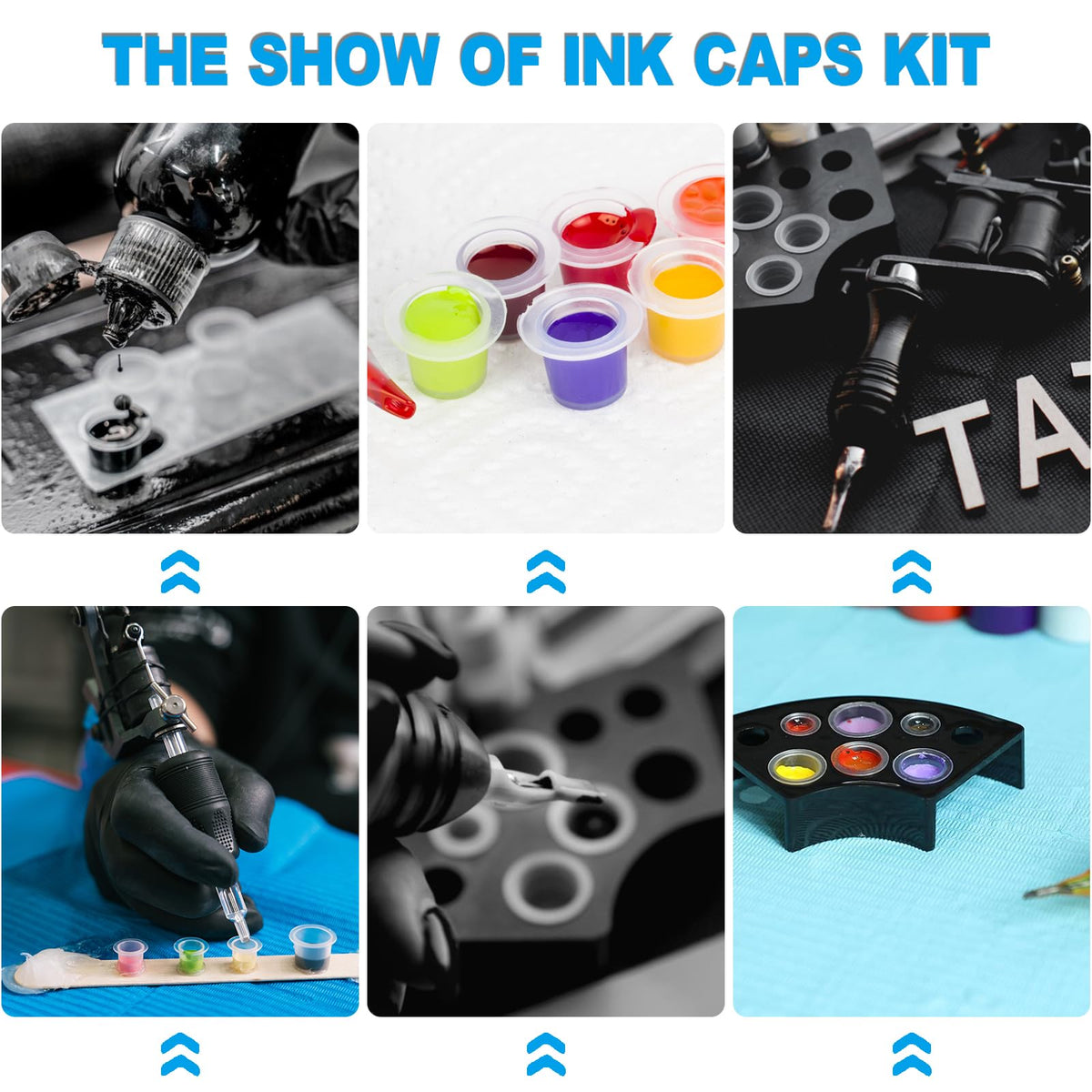 Emalla tattoo ink caps set with various sizes