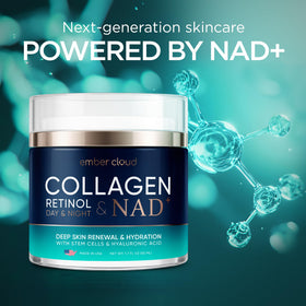 Ember Cloud Collagen NAD+ Cream on a bathroom shelf